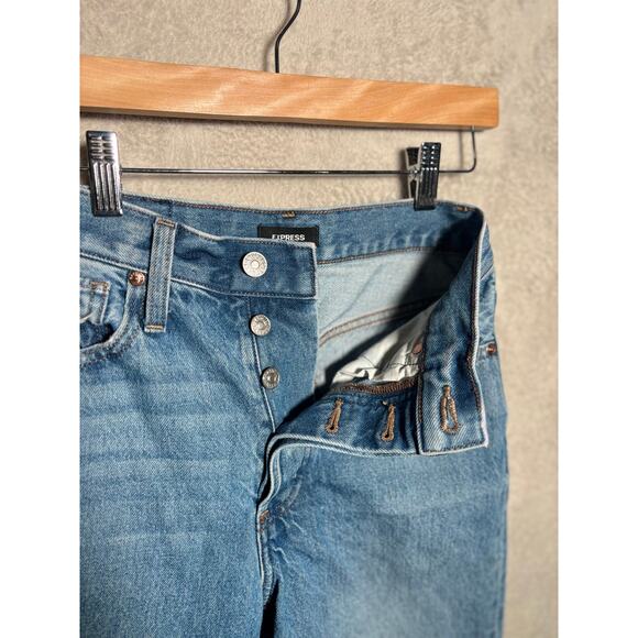 Express Womens Distressed Straight Leg Dad‎ Jean 100% Cotton Size 00 - Picture 4 of 6